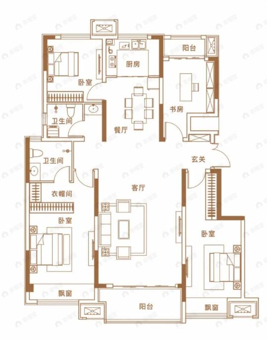 路劲九郡4室2厅2卫户型图