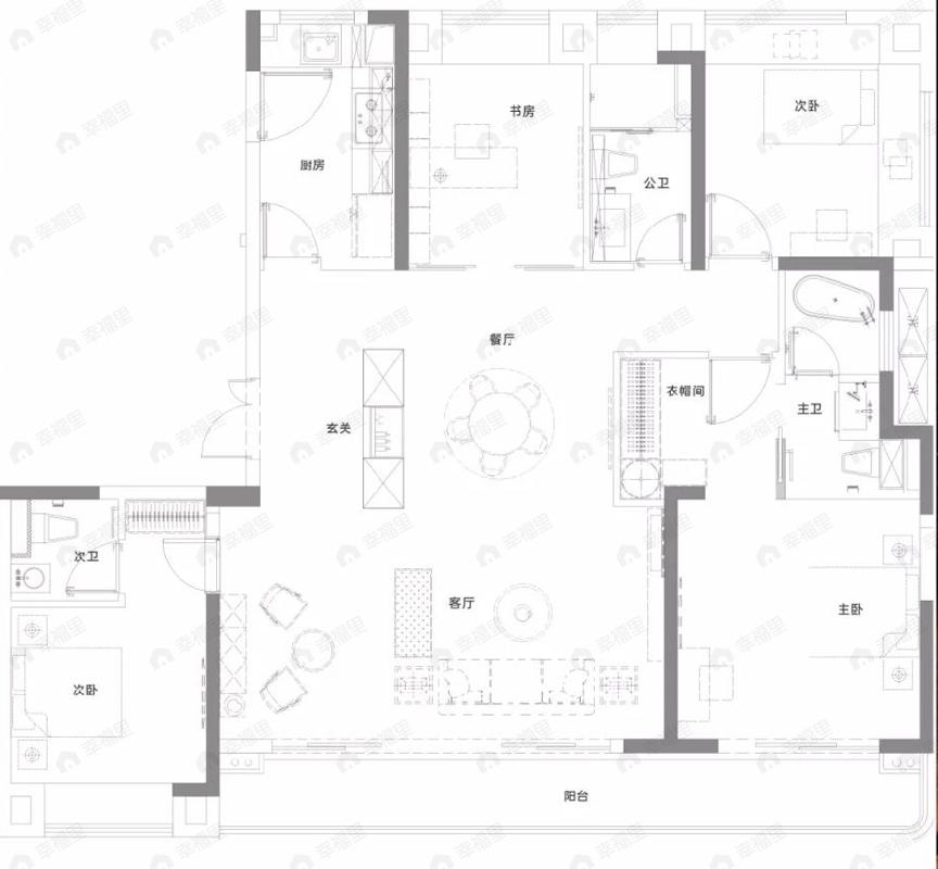 武汉城建光彩国际4室2厅3卫户型图
