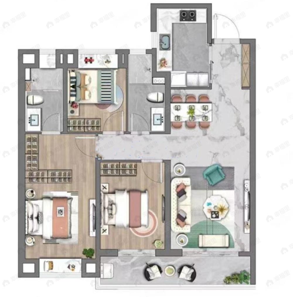 旭辉千山凌云3室2厅2卫户型图