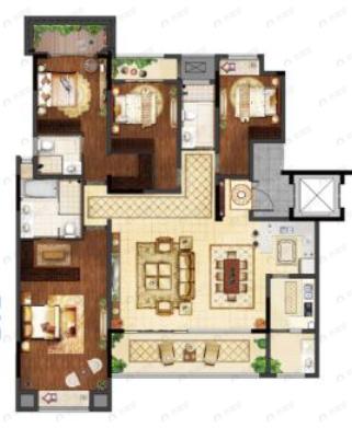 华侨城嘉陵江天4室2厅3卫户型图