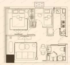 高新尊贵壹方2室1厅1卫户型图