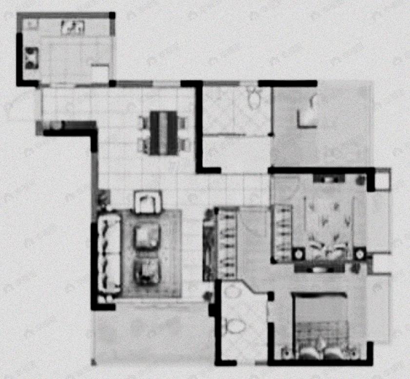 格林城市花园3室2厅2卫户型图