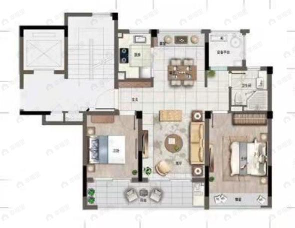 天使小镇浅山明月2室2厅1卫户型图