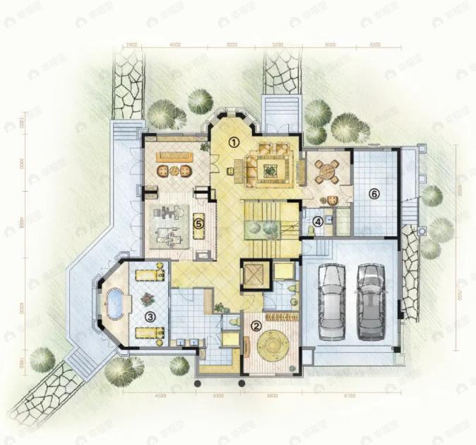 佘山东紫园4室3厅6卫户型图