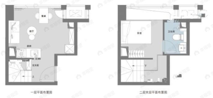 绿地泊悦1室2厅1卫户型图