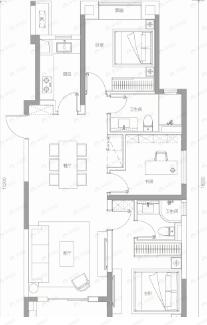 恺德熹园3室2厅2卫户型图