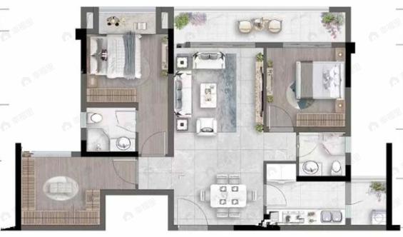 北京城建龙樾生态城3室2厅2卫户型图