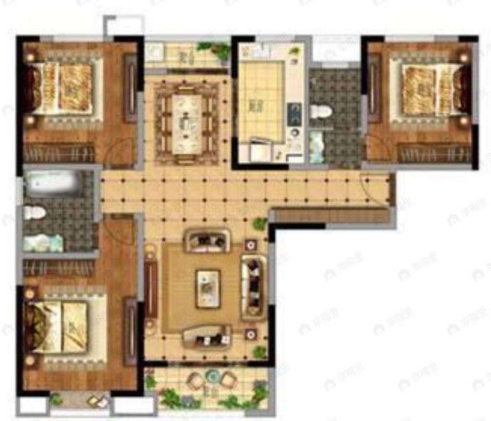 中金金骊福郡3室2厅2卫户型图