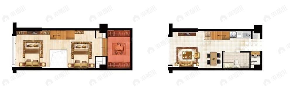 万龙中心2室2厅1卫户型图