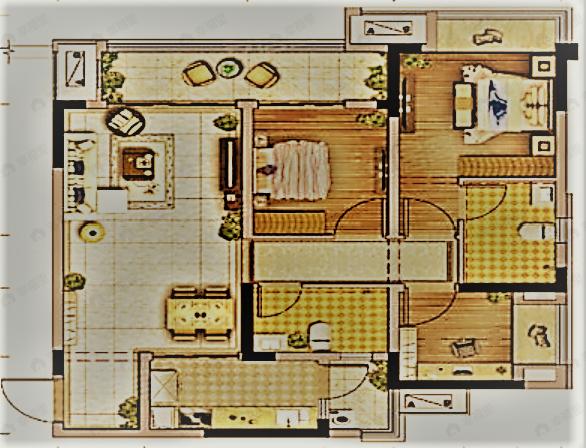 3室2厅1卫建面98平户型图