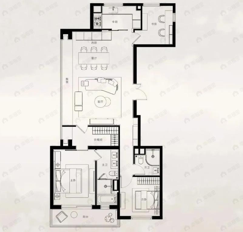 鸿印里3室2厅2卫户型图