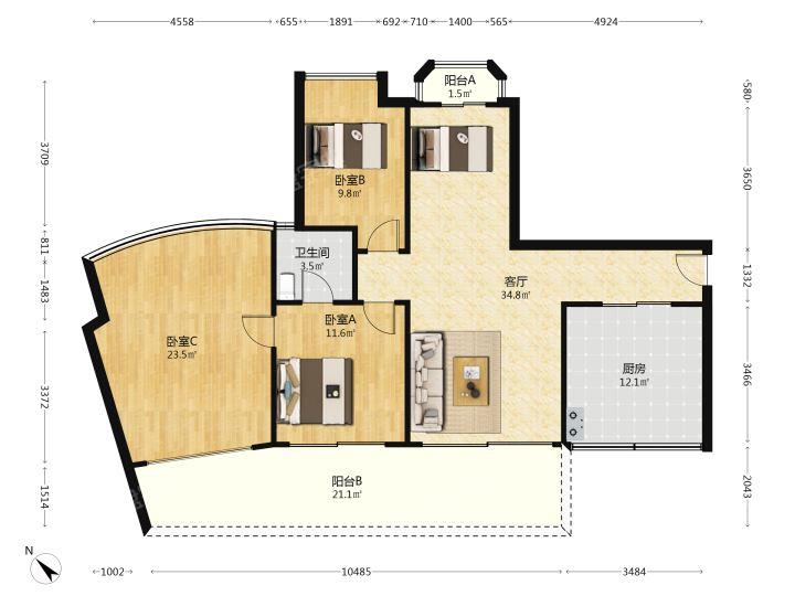 整租·中天彩虹城南区