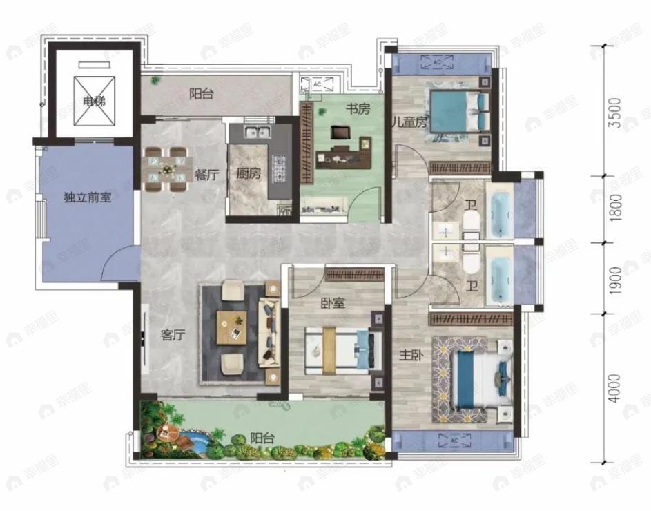 滨江和院4室2厅2卫户型图