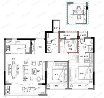 远洋泊云庭3室2厅2卫户型图