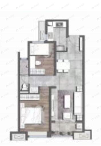 北宸天樾2室2厅1卫户型图