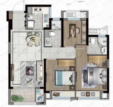 祥生公园道3室2厅2卫户型图