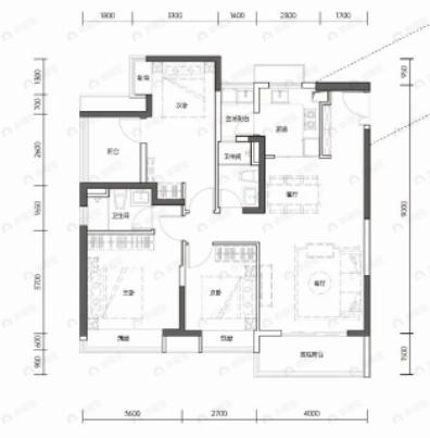 鹏瑞半山云璟3室2厅2卫户型图