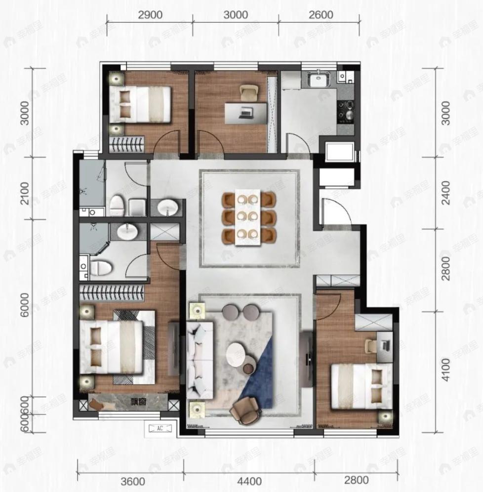 宝裕悦兰湾观萃4室2厅2卫户型图