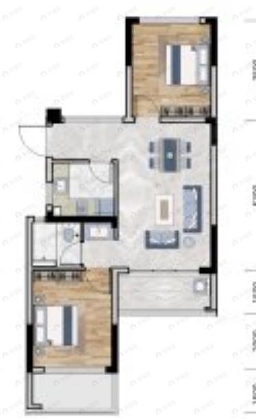 绿城云溪桃源2室2厅1卫户型图