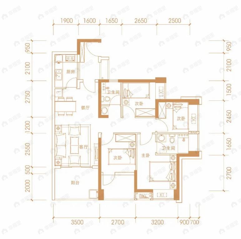 兆邦基碧湖春天4室2厅2卫户型图
