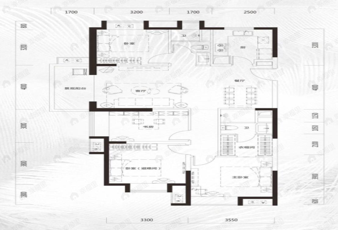 越秀逸府4室2厅2卫户型图