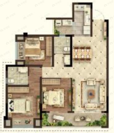 北京城建龙樾生态城3室2厅2卫户型图