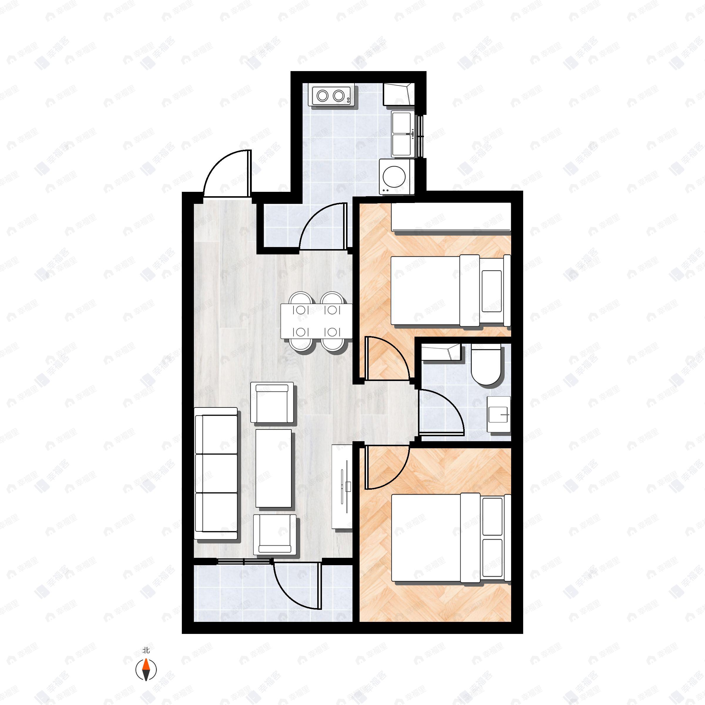 北京建工璟玥林汐2室2厅1卫户型图