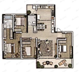 华侨城云麓台4室2厅2卫户型图
