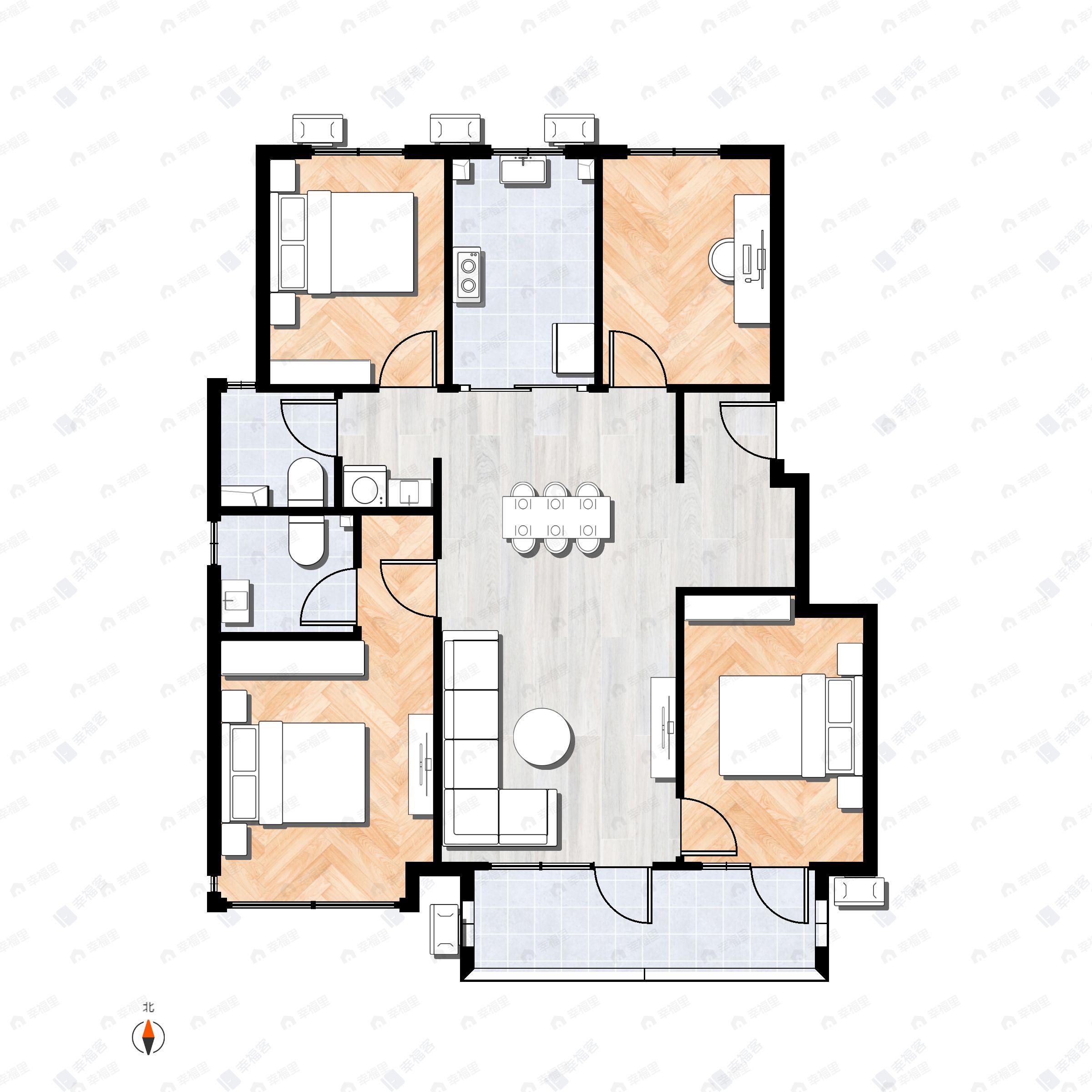 4室2厅2卫建面137平户型图