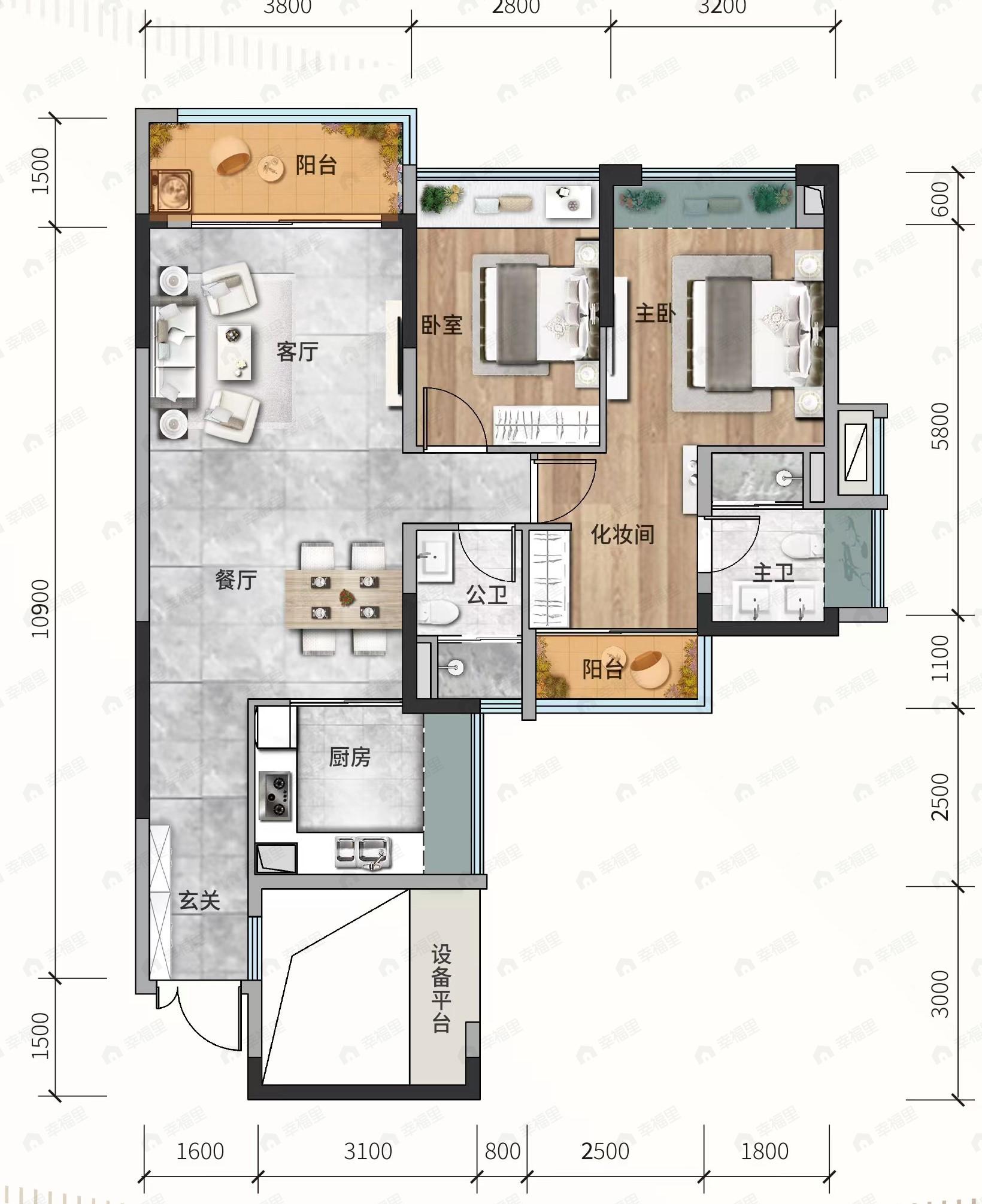 天誉吉祥3室2厅2卫户型图