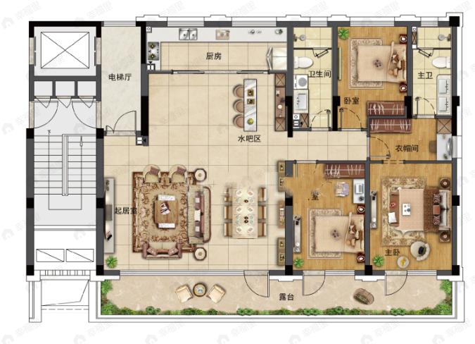 青建金尊府3室2厅2卫户型图