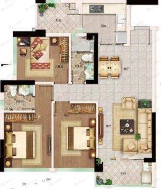 富居壹號公馆3室2厅2卫户型图