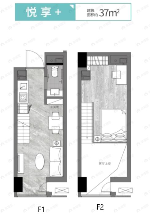 郑州阳光天地悦见1室1厅1卫户型图