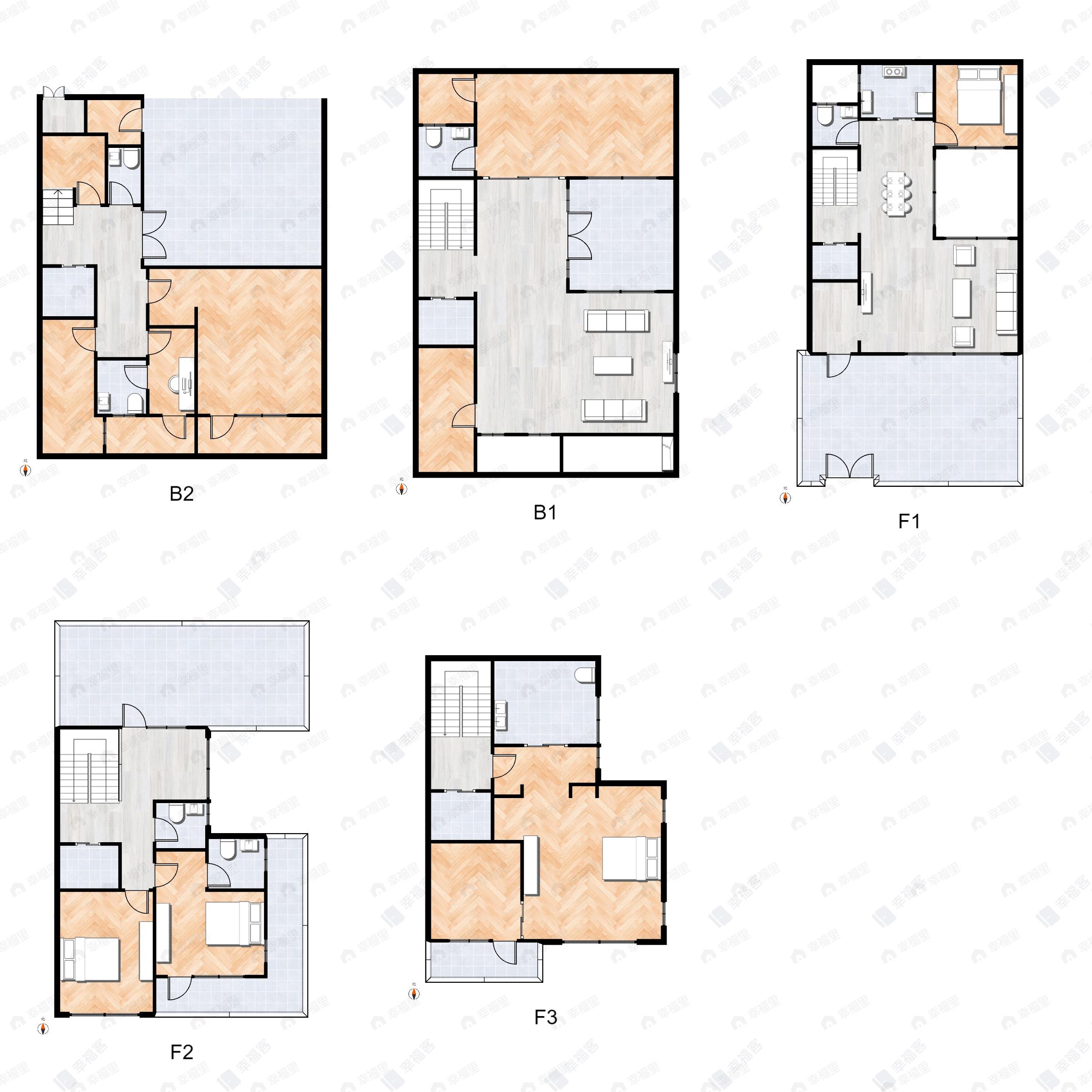 4室3厅7卫建面410m²北|南户型图