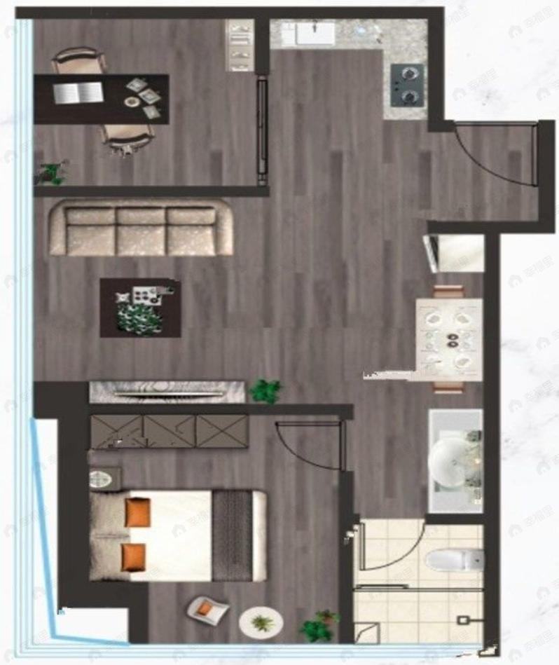 万象湾2室1厅1卫户型图