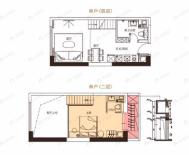 藏珑湖上公馆1室2厅1卫户型图