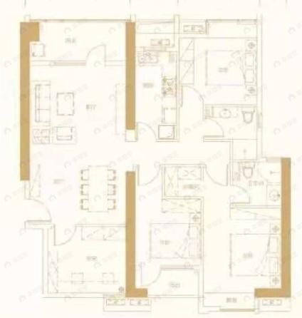 庭瑞中心4室2厅2卫户型图