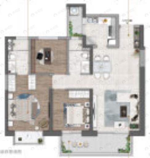 世茂璀璨世家3室2厅2卫户型图