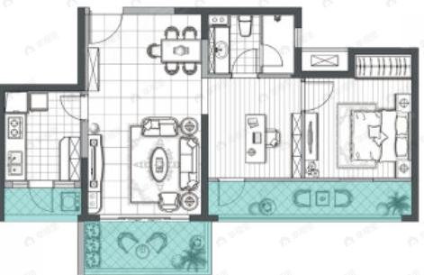 华侨城御龙山2室2厅1卫户型图
