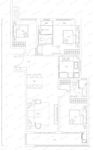 长江投开保利汉口印3室2厅2卫户型图