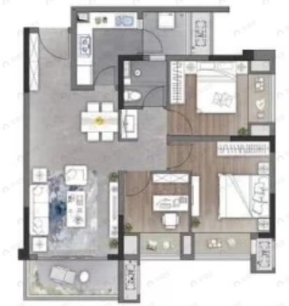 旭辉江山青林半3室2厅1卫户型图