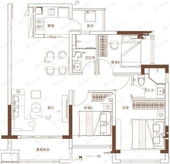 泰福名苑2期3室2厅2卫户型图