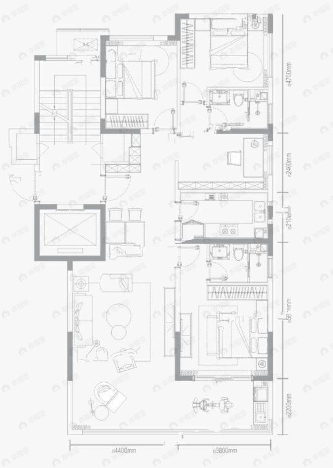 中海开元壹号紫宸4室2厅2卫户型图