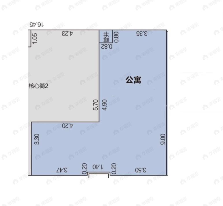 1室建面72平户型图