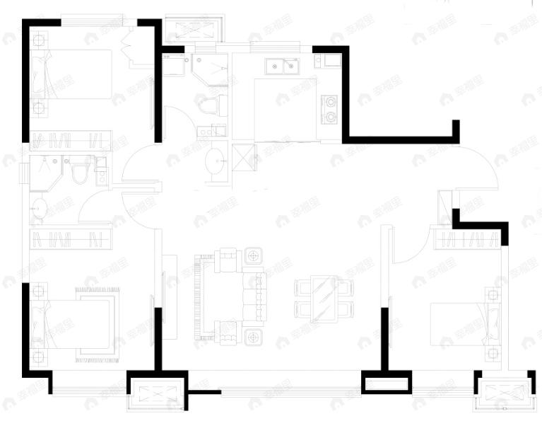 中交雅郡城东春晓3室2厅2卫户型图