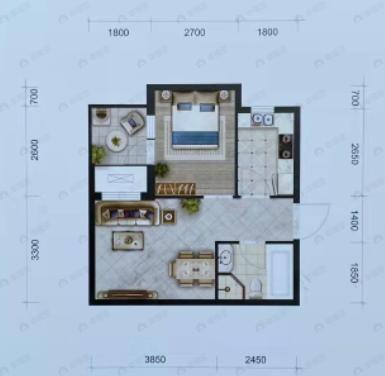 金连领地1室1厅1卫户型图