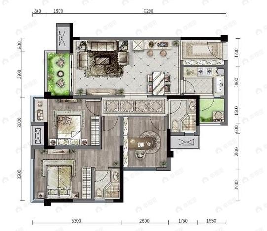 协信星澜汇3室2厅2卫户型图