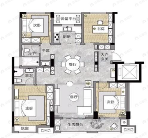 苏嘉观山悦4室2厅2卫户型图