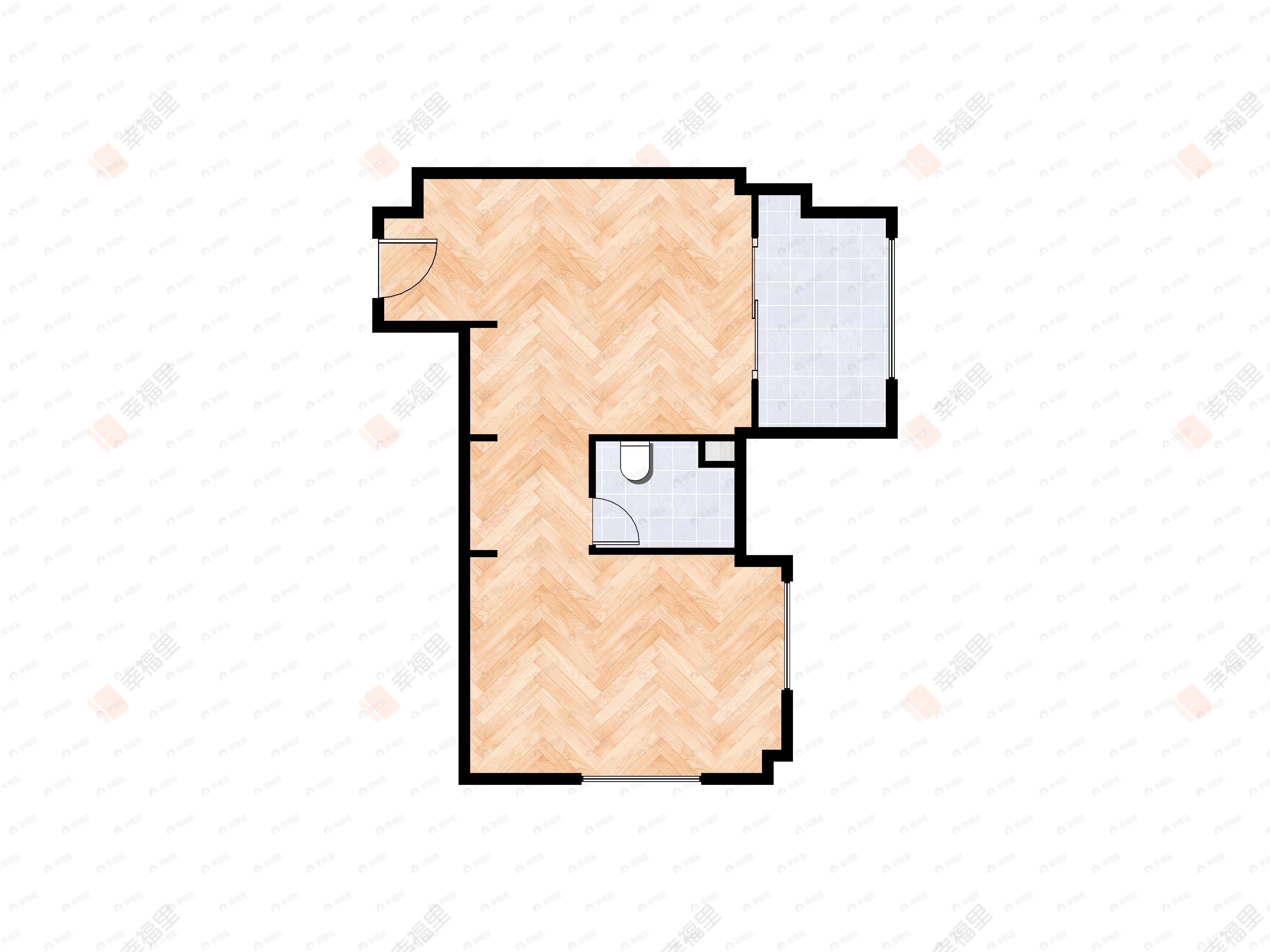 1室1厅1卫建面60m²东户型图