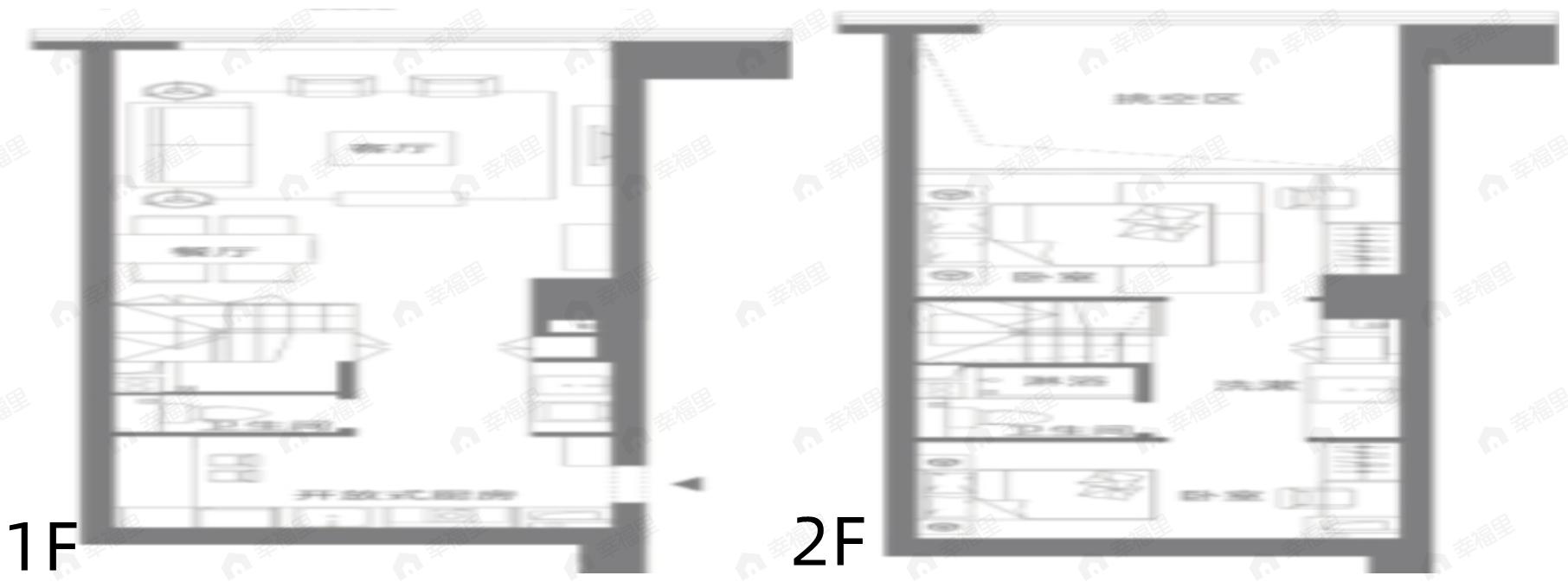2室2厅2卫建面62平户型图